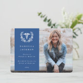 Blue Caduceus Medical School Afstuderen Foto Aankondiging (Staand voorkant)