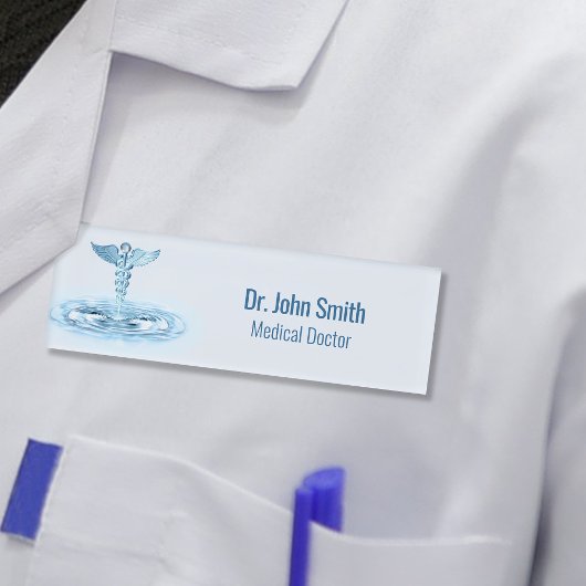 Blue Caduceus Medical Water Ripples Hermes Rod Naambadge