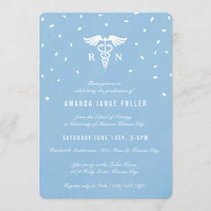 Blue Caduceus Nurse Graduation Kaart