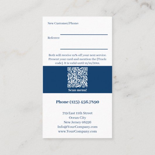 Blue Café Custom Afbeelding Bedankt Aanbevelingskaartje (Achterkant)