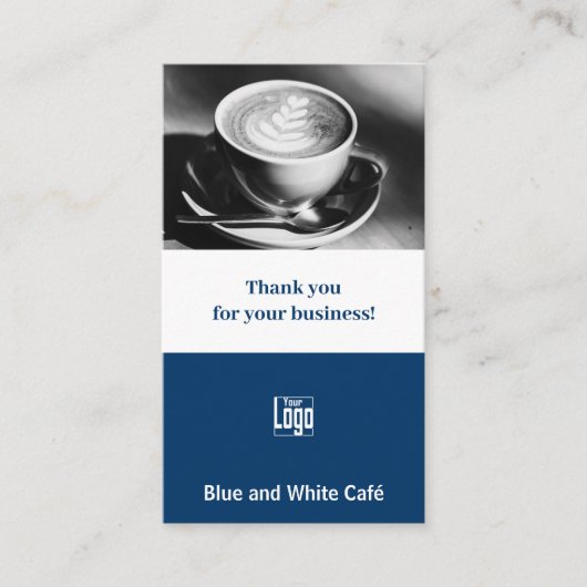 Blue Café Custom Afbeelding Bedankt Aanbevelingskaartje (Voorkant)