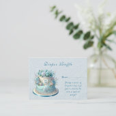 Blue Cake Flowers Baby shower Enclosure Informatiekaartje (Staand voorkant)