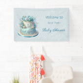 Blue Cake Flowers Baby shower Spandoek (Insitu)