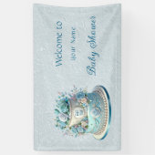 Blue Cake Flowers Baby shower Spandoek (Verticaal)