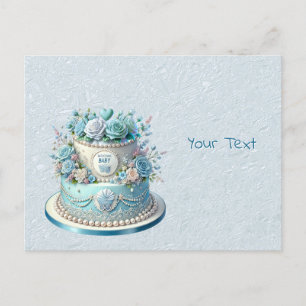 Blue Cake Flowers Briefkaart