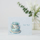 Blue Cake Flowers Briefkaart (Staand voorkant)