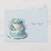 Blue Cake Flowers Briefkaart (Voorkant)