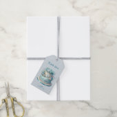Blue Cake Flowers Gift Label Cadeaulabel (Met Touw)