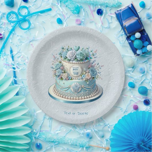 Blue Cake Flowers Papier Bord (Feest)