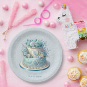 Blue Cake Flowers Papier Bord (Feest)