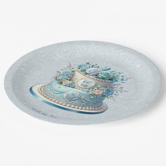 Blue Cake Flowers Papier Bord (Gekanteld)