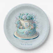 Blue Cake Flowers Papier Bord (Voorkant)