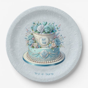 Blue Cake Flowers Papier Bord