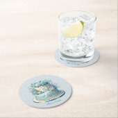 Blue Cake Flowers Papier Onderzetter (Insitu)