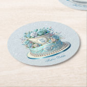 Blue Cake Flowers Papier Onderzetter (Gebogen)