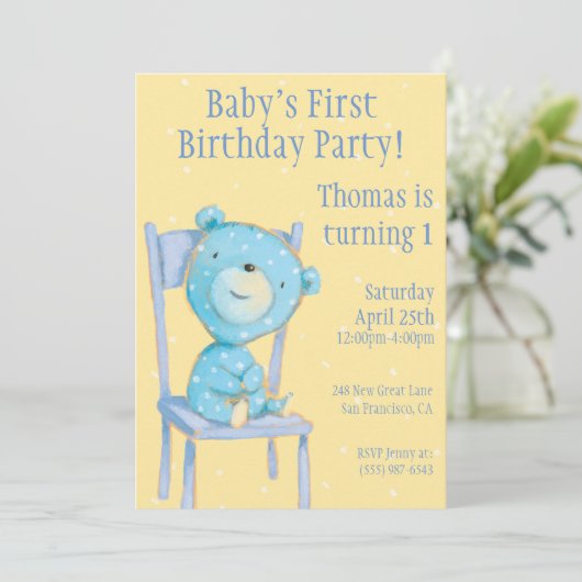 Blue Calico Beer Verjaardag Kaart (Staand voorkant)