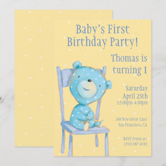 Blue Calico Beer Verjaardag Kaart (Voorkant / Achterkant)