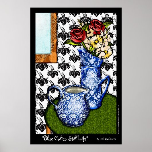 Blue Calico still Life (Fine Art Poster) Poster (Voorkant)