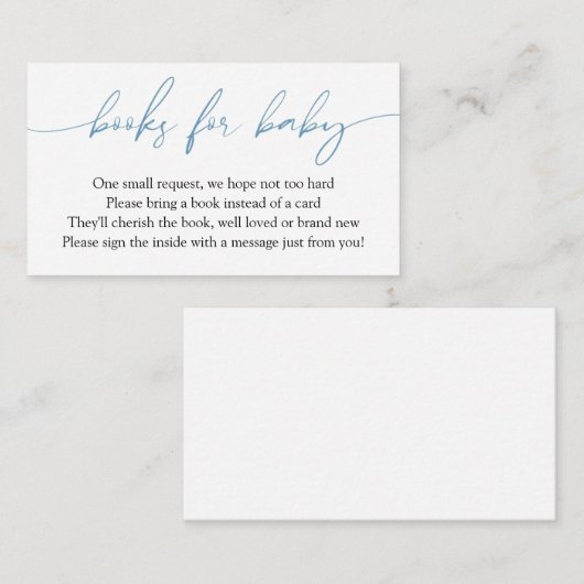 Blue Calligraphy Books for Baby Request Informatiekaartje (Voorkant / Achterkant)