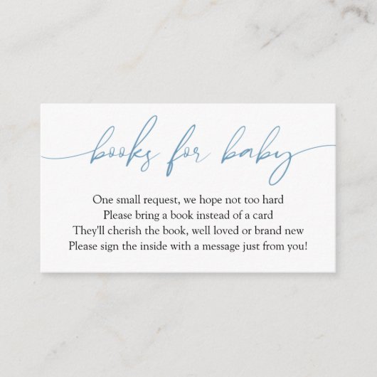 Blue Calligraphy Books for Baby Request Informatiekaartje (Voorkant)