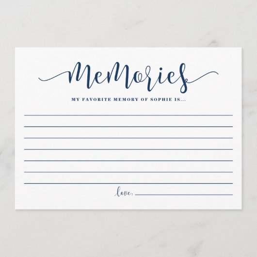 Blue Calligraphy Favorite Memory of the Bride Kaar Advieskaart (Voorkant)