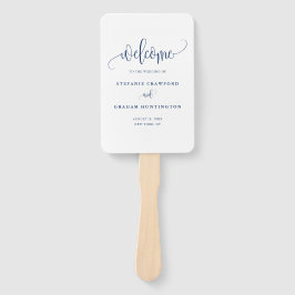 Blue  Calligraphy Script Wedding Program Handwaaier