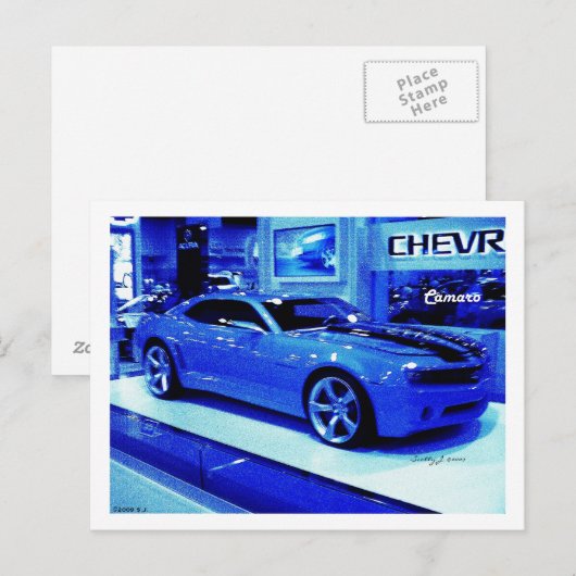 "Blue Camaro" © 2009 S.J. Briefkaart (Voorkant / Achterkant)