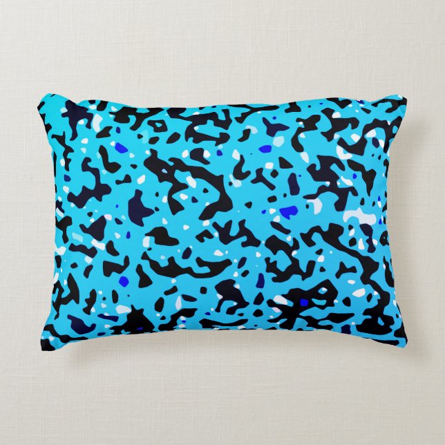 Blue Camo Abstract Patroon Accent Kussen (Voorkant)