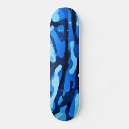 Blue Camo Abstract Patroon Skateboard (Voorkant)