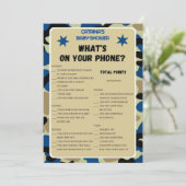 Blue Camo Baby shower - bewerkbare naam, 5x7 Invit Kaart (Staand voorkant)