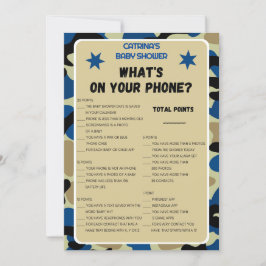 Blue Camo Baby shower - bewerkbare naam, 5x7 Invit Kaart