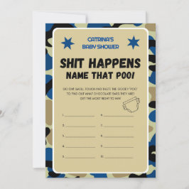 Blue Camo Baby shower - bewerkbare naam, 5x7 Invit Kaart