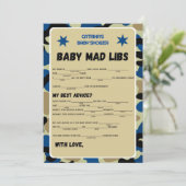 Blue Camo Baby shower - bewerkbare naam, 5x7 Kaart (Staand voorkant)