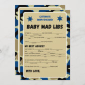 Blue Camo Baby shower - bewerkbare naam, 5x7 Kaart (Voorkant / Achterkant)