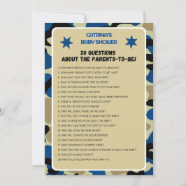 Blue Camo Baby shower - bewerkbare naam, 5x7 Kaart