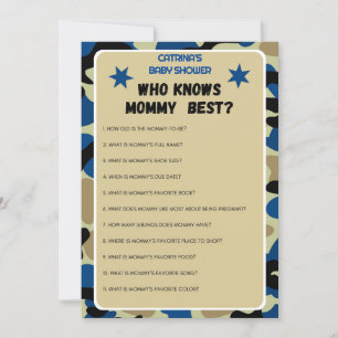 Blue Camo Baby shower - bewerkbare naam, 5x7 Kaart