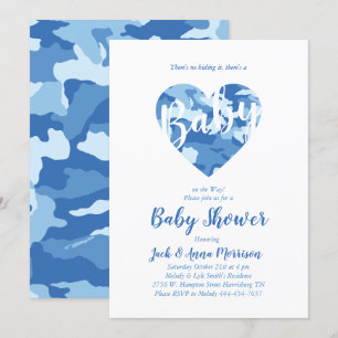 Blue Camo Baby shower Camouflage Country Boy Kaart