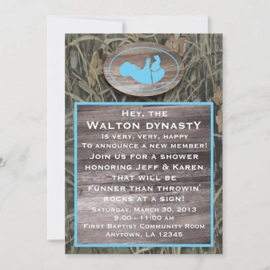 Blue Camo Baby shower Invitation Kaart (Voorkant)