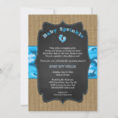 Blue Camo Baby Sprinkle Invite, camouflage burlap Kaart (Voorkant)