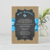 Blue Camo Baby Sprinkle Invite, camouflage burlap Kaart (Staand voorkant)
