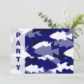 Blue Camo Bass Gevist Kaart (Staand voorkant)