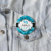 Blue Camo, Camouflage Baby shower Ronde Button 7,6 Cm (In situ)