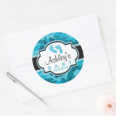 Blue Camo, Camouflage Baby shower Ronde Sticker (Envelop)
