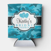 Blue Camo, Camouflage Vrijgezellenfeest Blikjeskoeler (Voorkant)