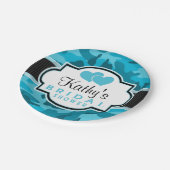 Blue Camo, Camouflage Vrijgezellenfeest Papieren Bordje (Gekanteld)