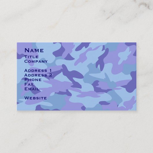 Blue Camo Contact Kaart/Profile Card Visitekaartje (Voorkant)