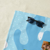 Blue Camo Dot Photo Collage Family Strandlaken (In situ)