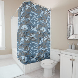 Blue Camo Douchegordijn