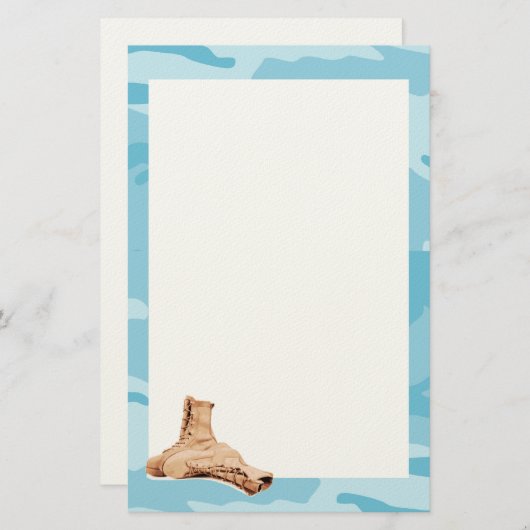 Blue Camo en Combat Boots Briefpapier (Voorkant / Achterkant)