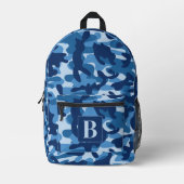 Blue Camo gepersonaliseerde moderne monogram camou Bedrukte Rugzak (Voorkant)